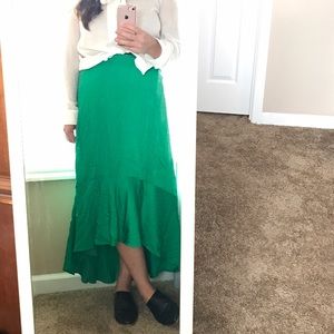 Ann Taylor emerald green ruffle skirt NWOT